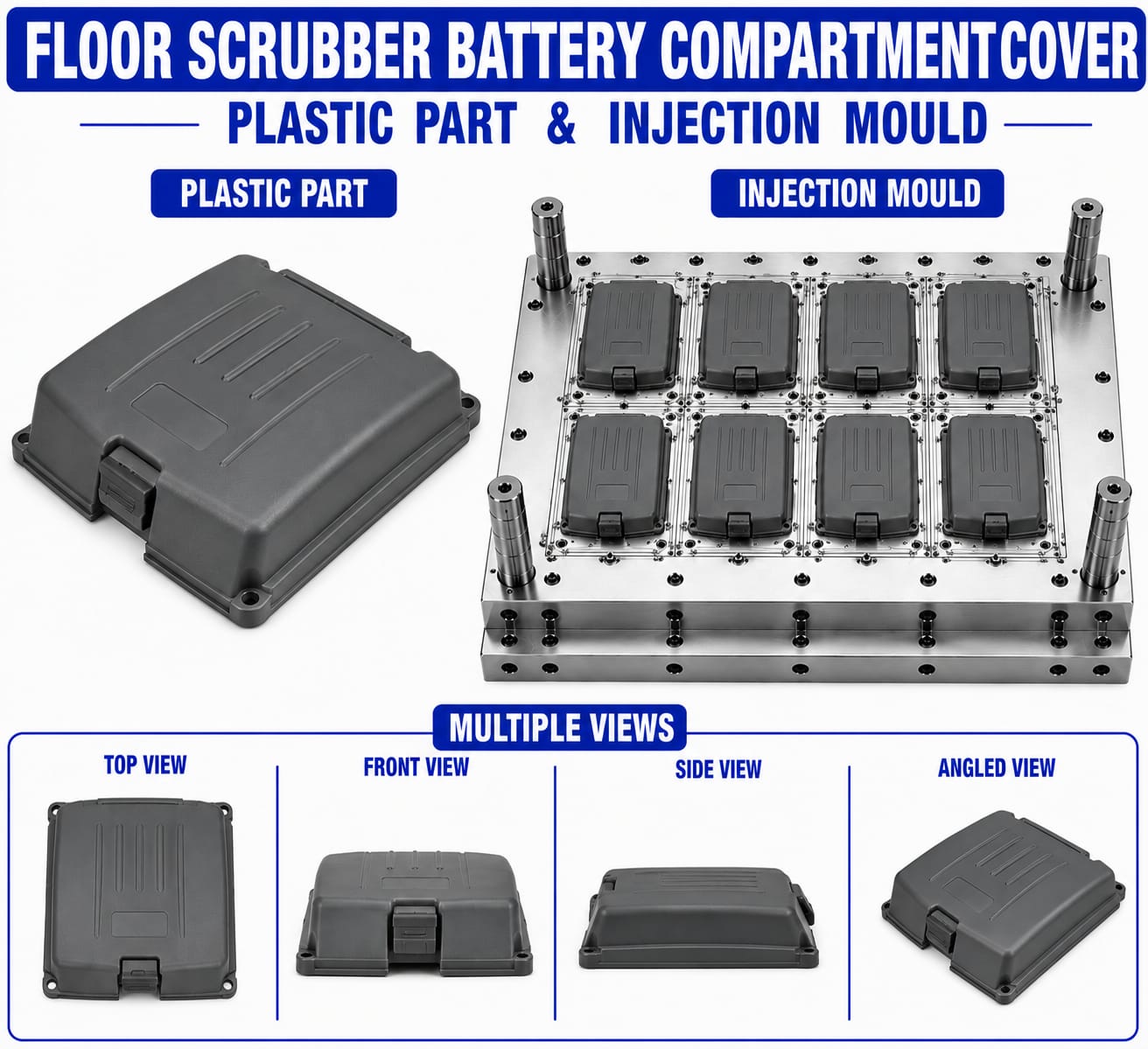 Floor Scrubber Plastic Battery Compartment Cover Mould and Moulding Service